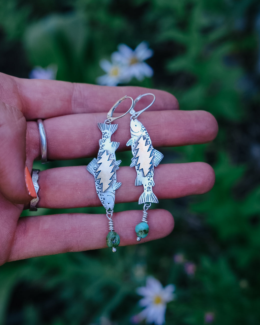 Grateful Trout Earrings || Sonoran Gold Turquoiuse Beads