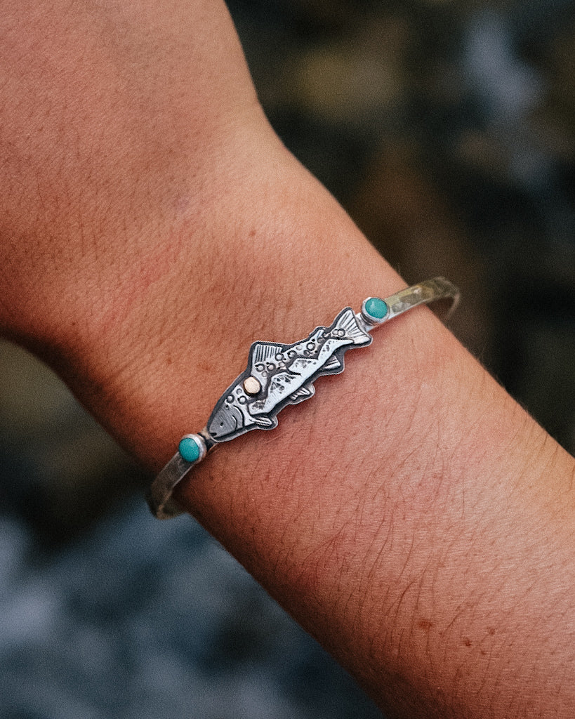 Tahoe Mountain Trout Cuff || Turquoise