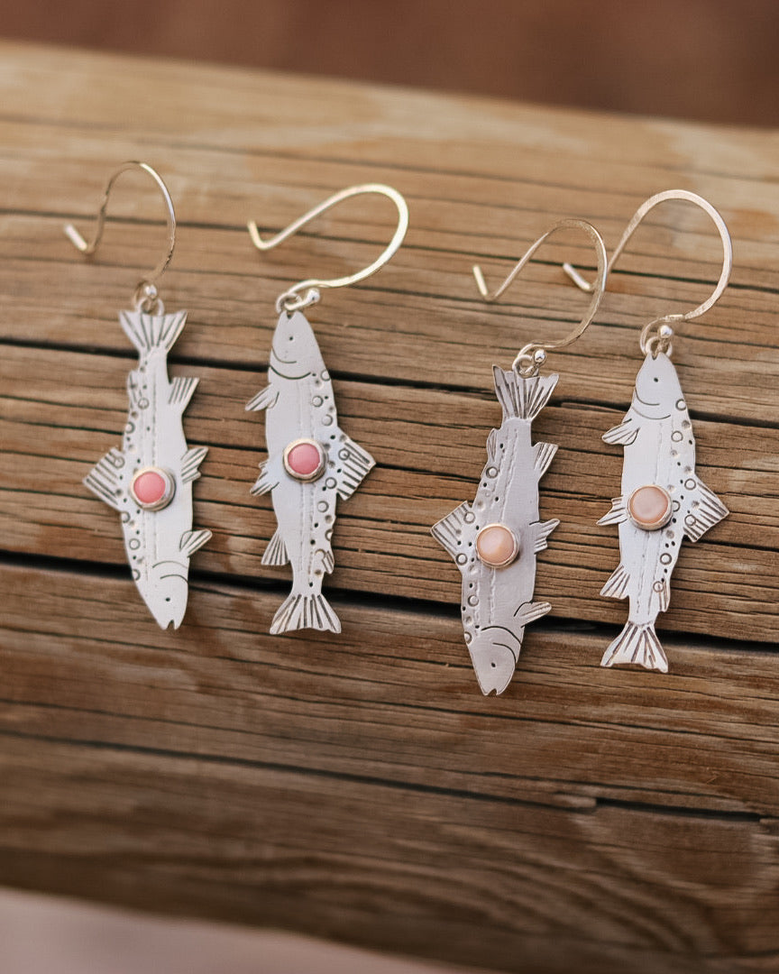 BROOK TROUT EARRINGS || Pink Spiney Oyster