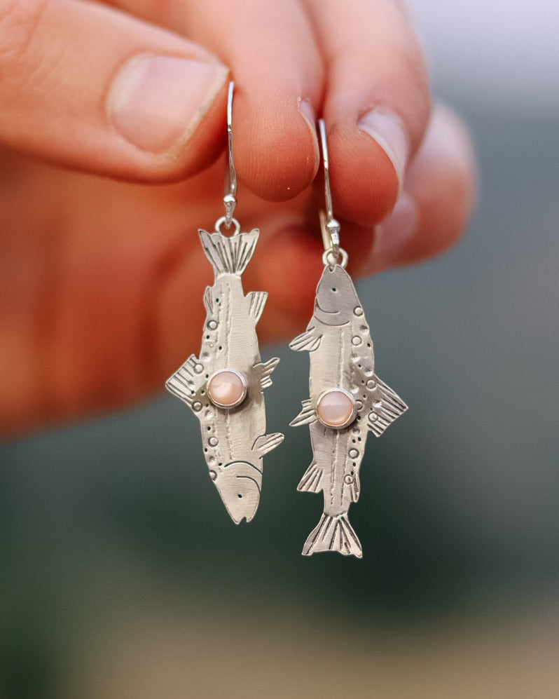 BROOK TROUT EARRINGS || Pink Spiney Oyster