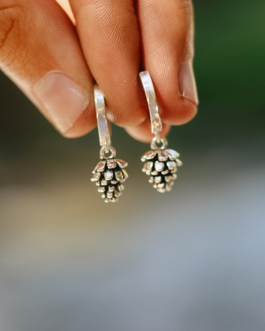 Pinecone Huggie Hoop Earrings