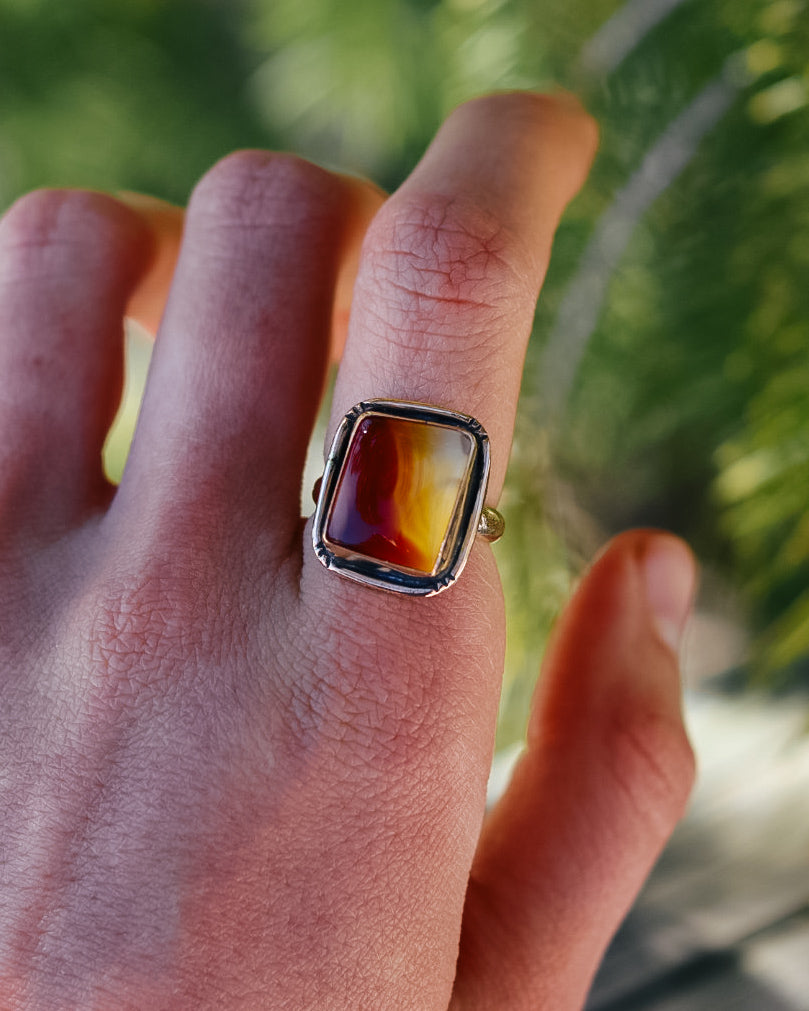 Montana Agate Sunrise Ring || 6.25 || 14K gold fill
