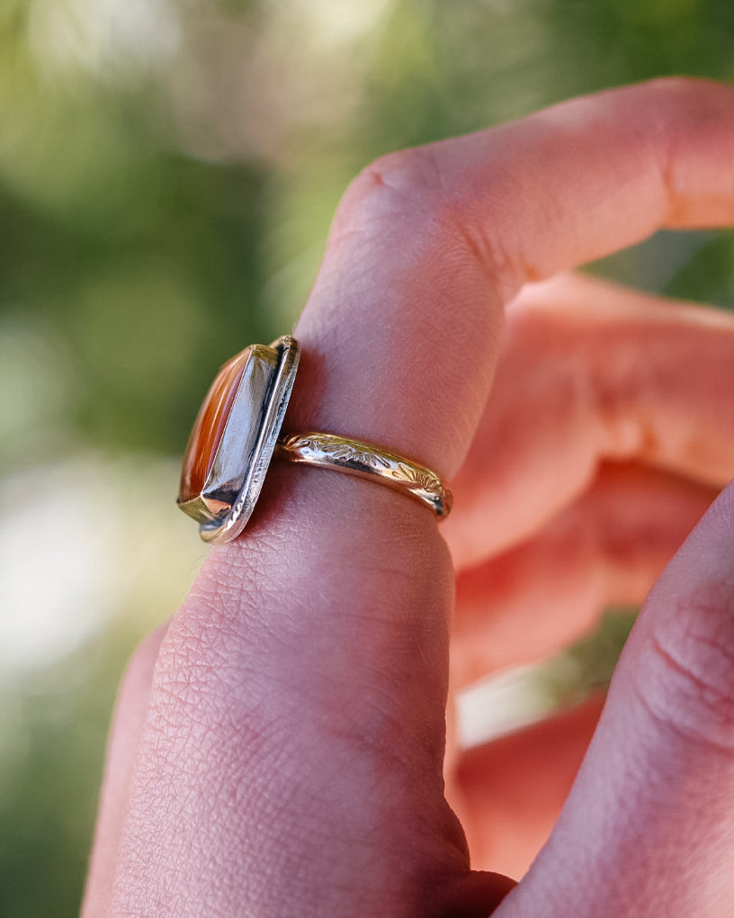 Montana Agate Sunrise Ring || 6.25 || 14K gold fill