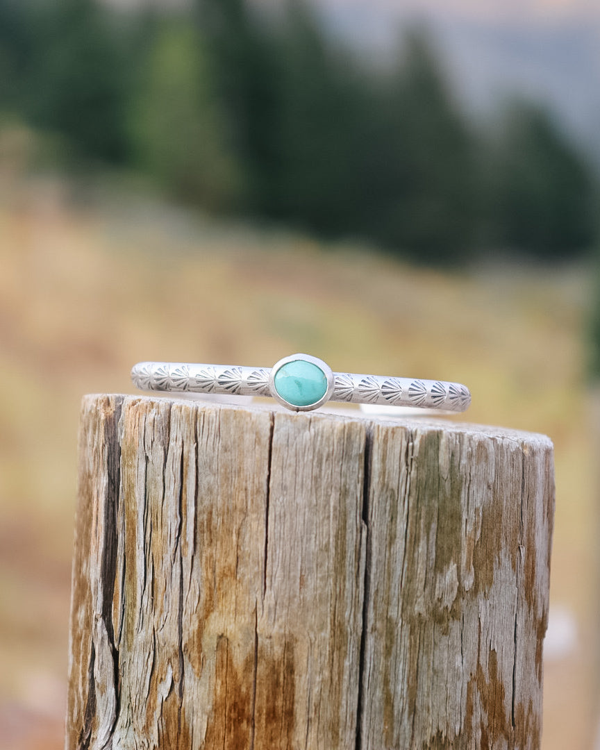 Emerald Valley Turquoise Shell Stamped Cuff