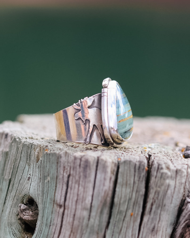 Moose Caboose Ring || Gary Green Jasper || 8