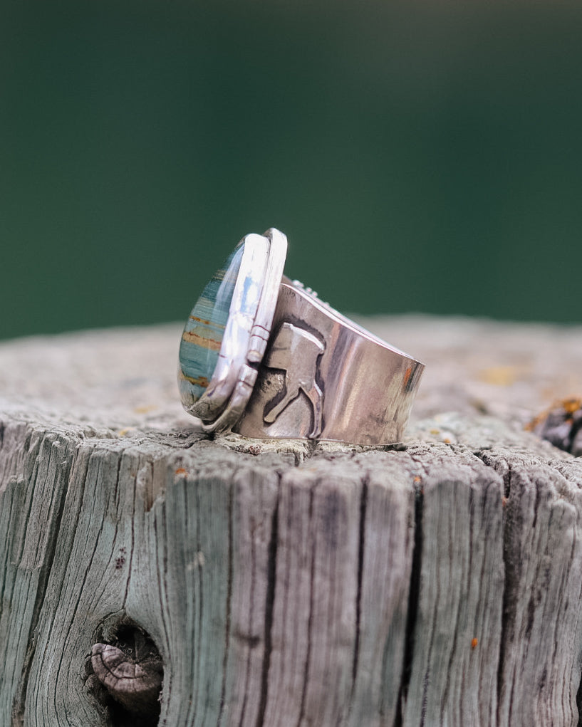 Moose Caboose Ring || Gary Green Jasper || 8