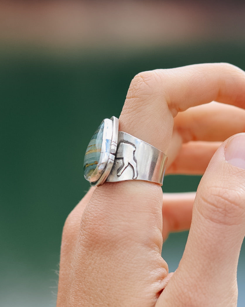 Moose Caboose Ring || Gary Green Jasper || 8