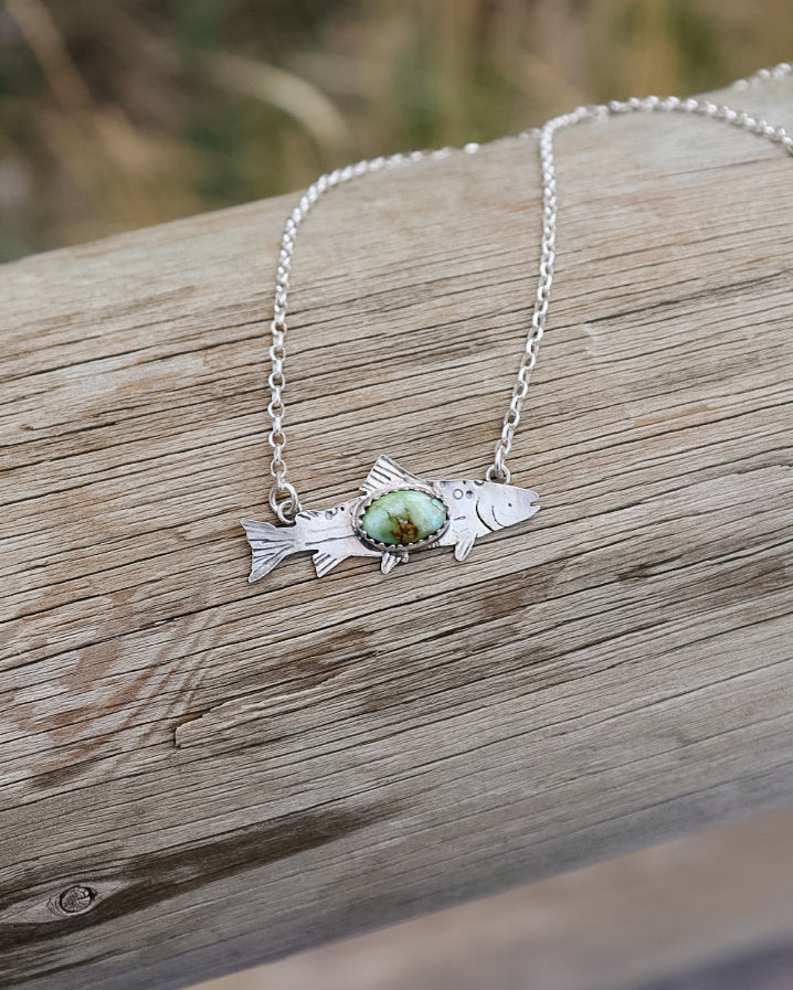 Tahoe Trout Bar Necklace || Sonoran Gold Turquoise
