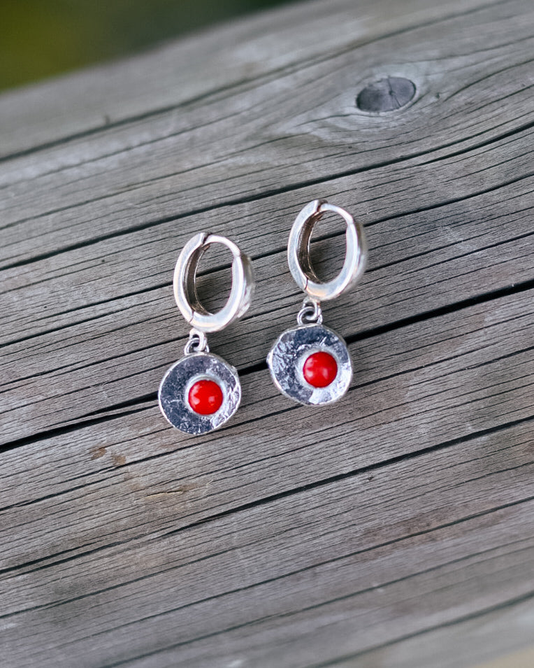 Red Coral Pebble Huggies