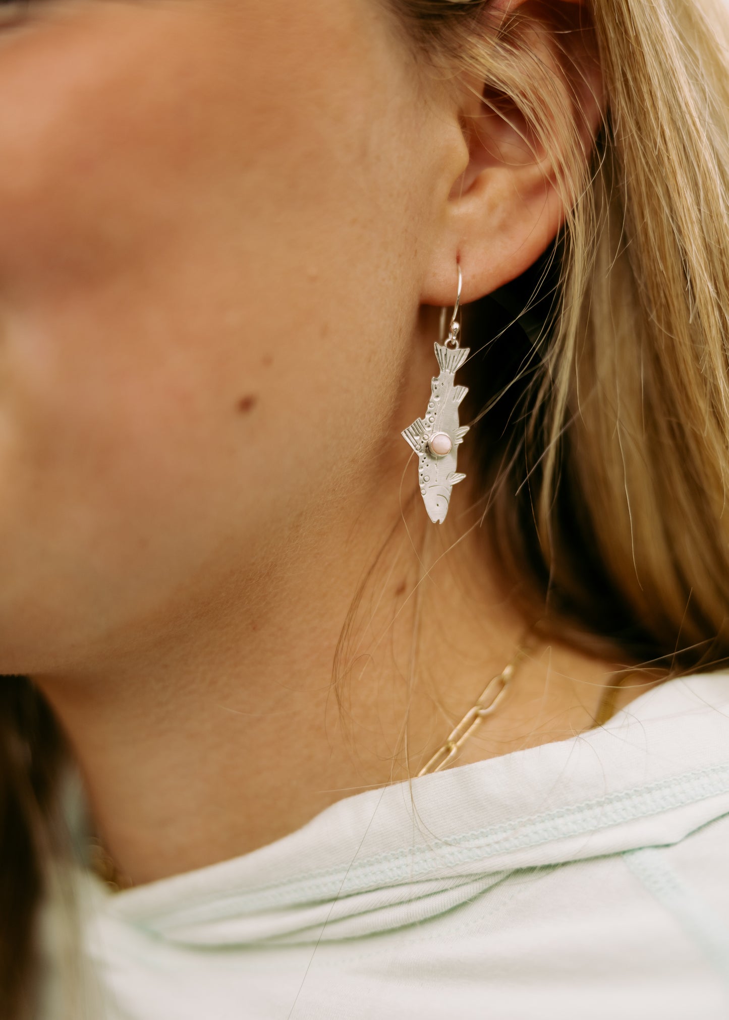 BROOK TROUT EARRINGS || Pink Spiney Oyster