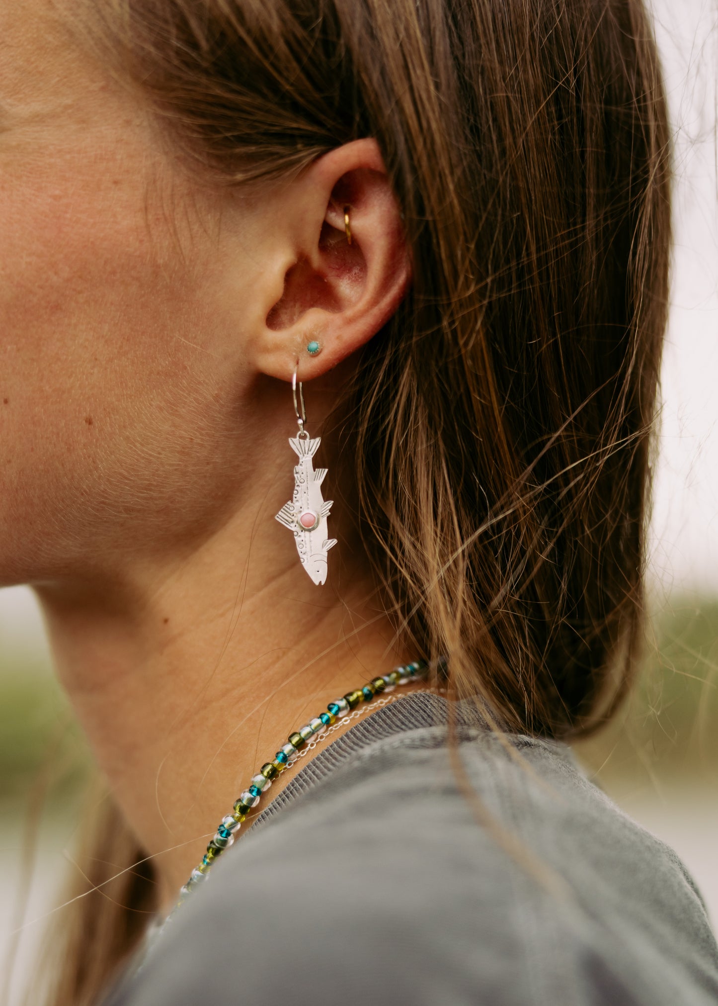 BROOK TROUT EARRINGS || Pink Spiney Oyster