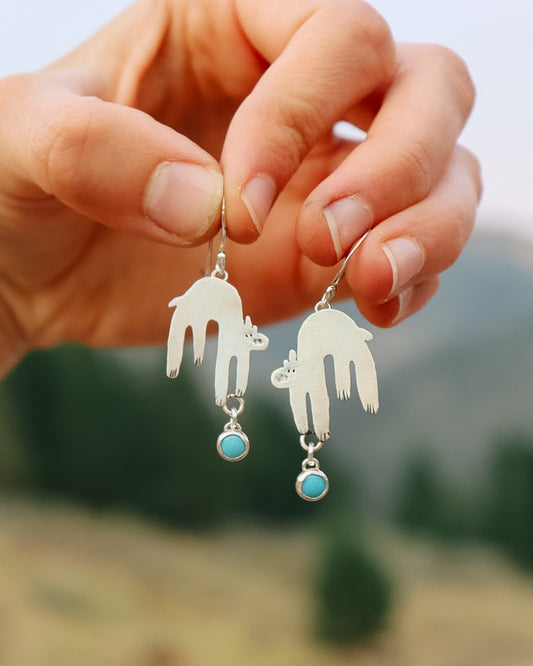 Doodle Bear Earrings || Lone mountain Turquoise