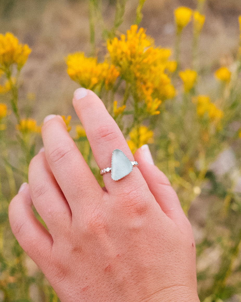 Aqua Sea-Glass Ring || 7.5