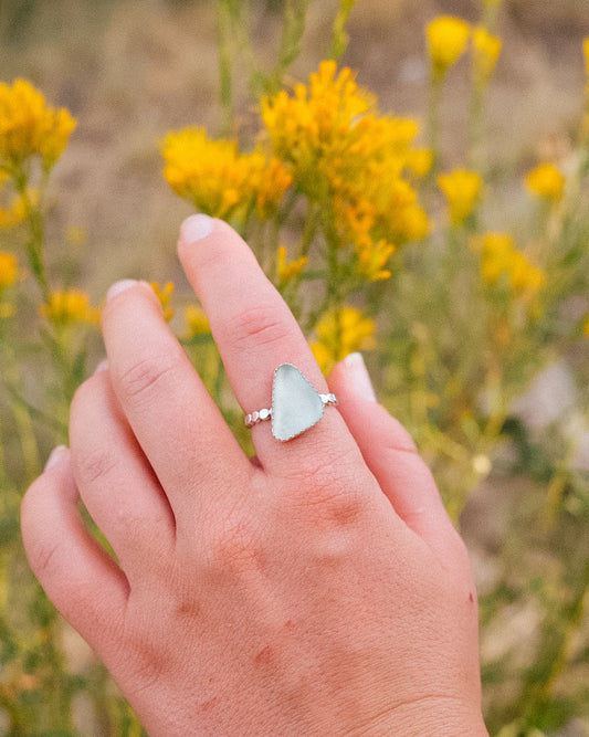 Aqua Sea-Glass Ring || 7.5