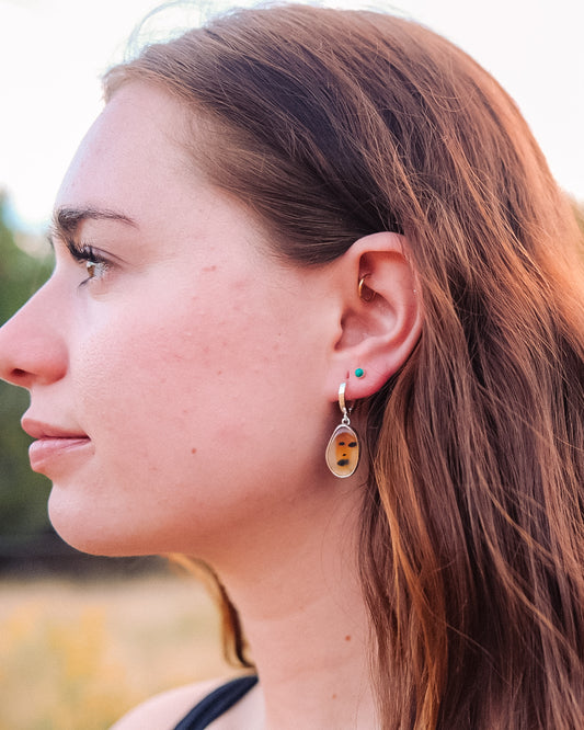 Montana Agate Huggie Hoop Earrings