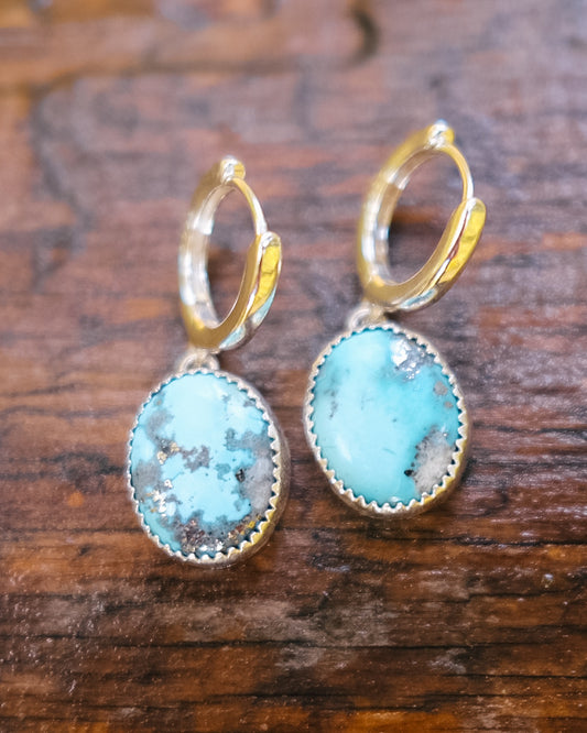 White Water Turquoise Huggie Hoop Earrings