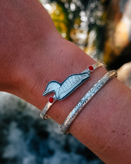 Loon Cuff || Red Coral || 6''