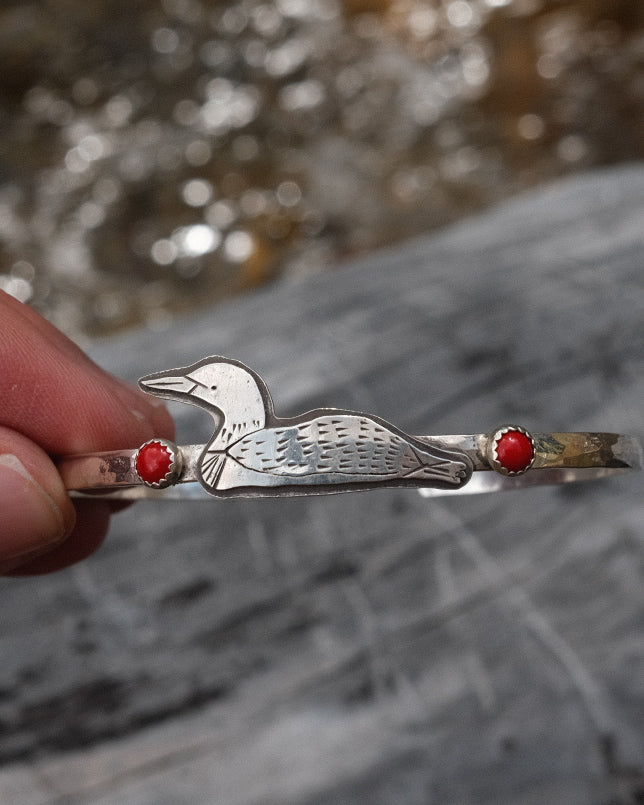 Loon Cuff || Red Coral || 6''