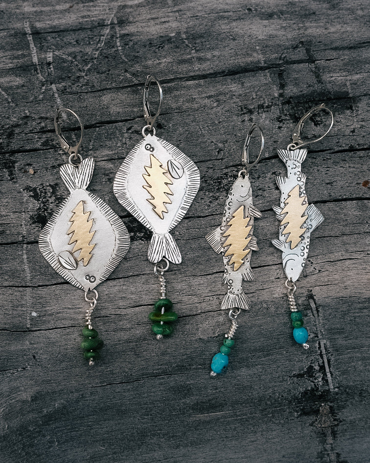 Grateful Halibut Earrings || Turquosie