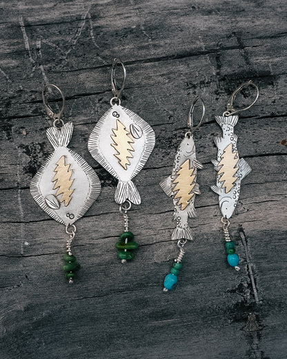 Grateful Halibut Earrings || Turquosie