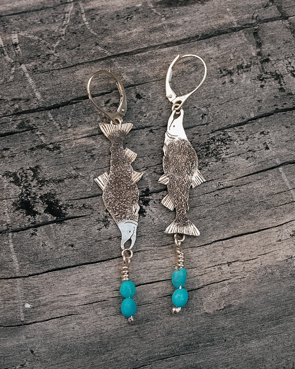Kokanee salmon Earrings || Blue Ride Turquoise