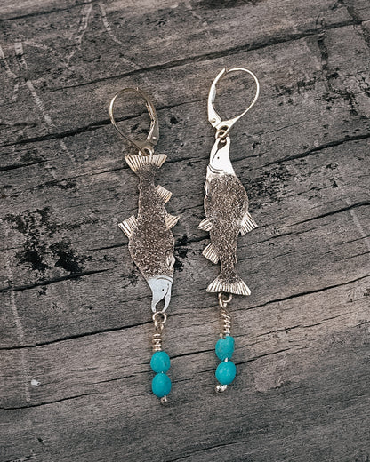 Kokanee salmon Earrings || Blue Ride Turquoise