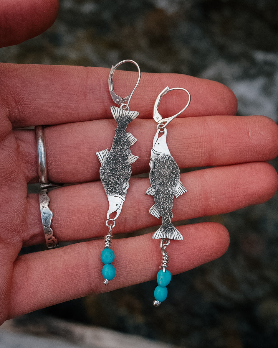 Kokanee salmon Earrings || Blue Ride Turquoise