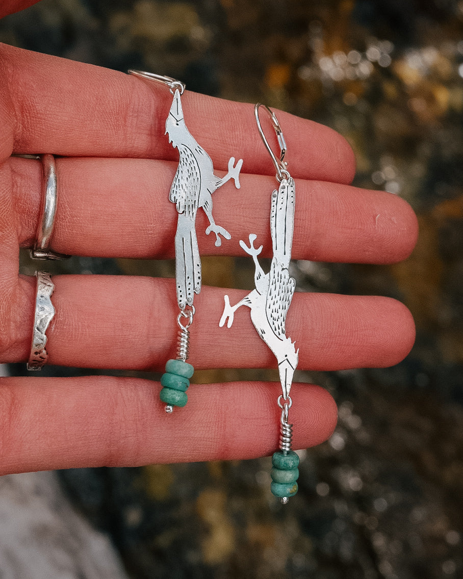 Road Runner Earrings || Lone Mountain Turquoise Beads