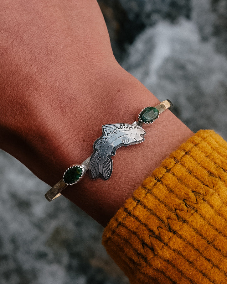 Jumping Tahoe Trout Cuff || 6" || Sonoran Gold Turquoise