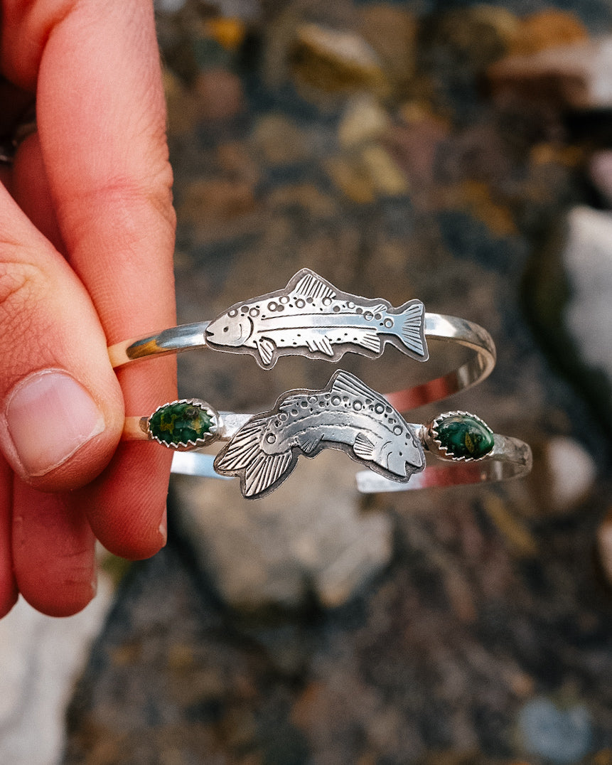 Jumping Tahoe Trout Cuff || 6" || Sonoran Gold Turquoise