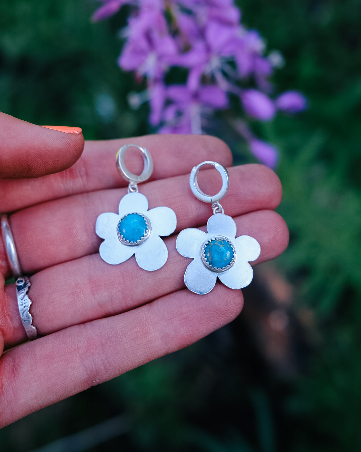 Funky Flower Huggies || Sonroan Turquoise