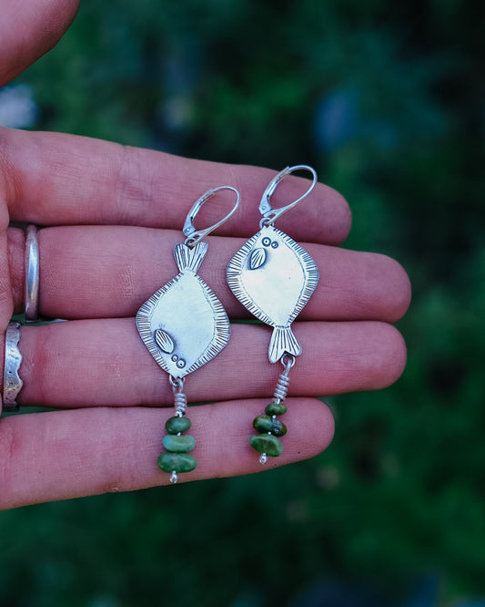 Halibut Earrings || Sonoran Gold Turquoise Beads