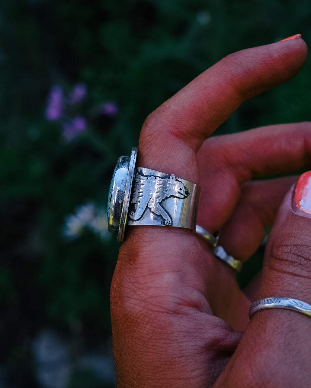 Bear Bum Ring || Nevada No.8 Turquoise || 8.25
