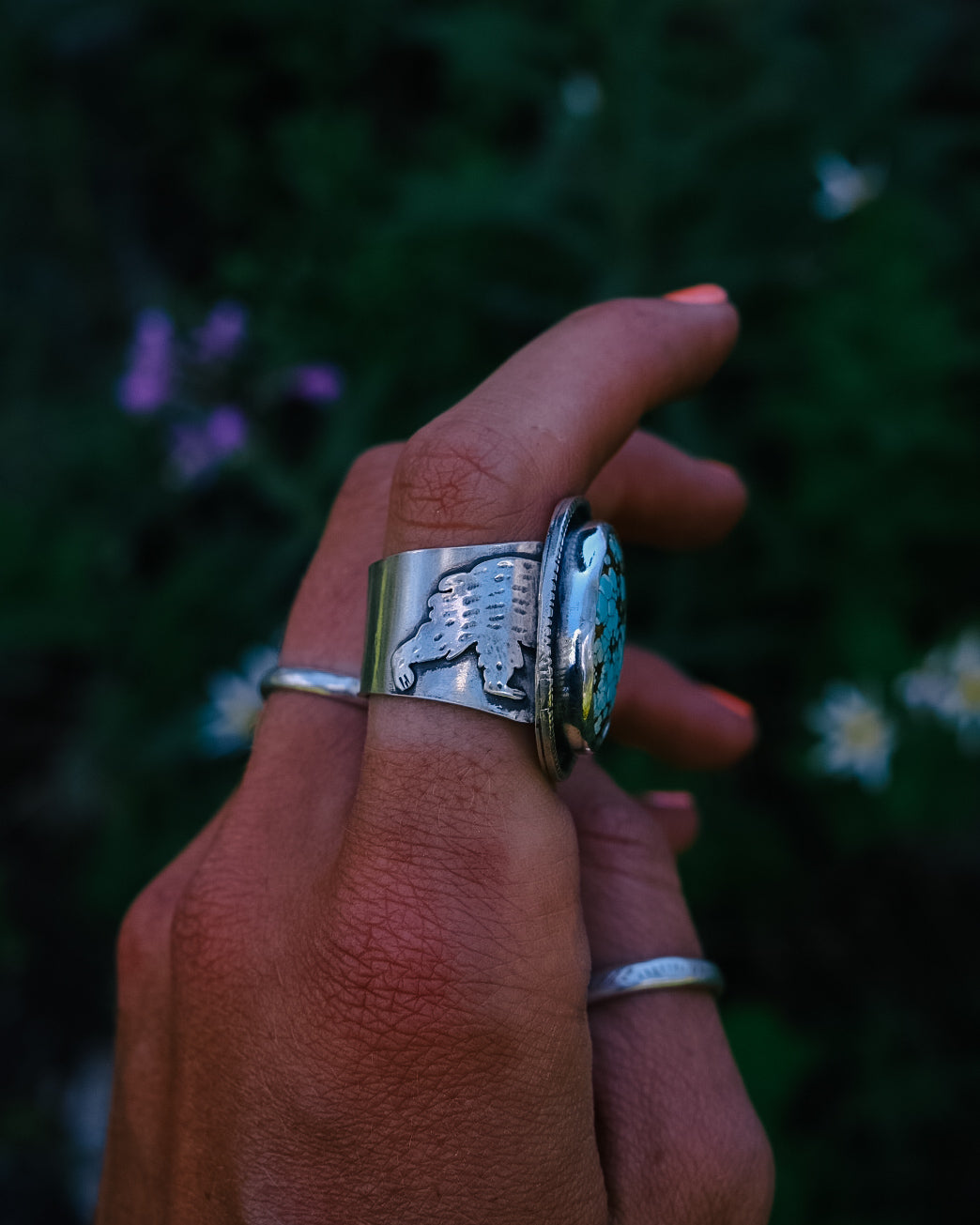 Bear Bum Ring || Nevada No.8 Turquoise || 8.25