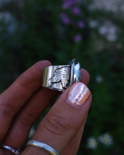 Bear Bum Ring || Nevada No.8 Turquoise || 8.25