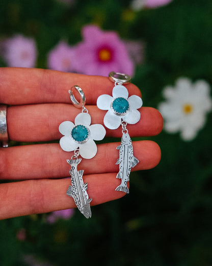 Funky Flowers + Tahoe Trout || Turquoise Earrings