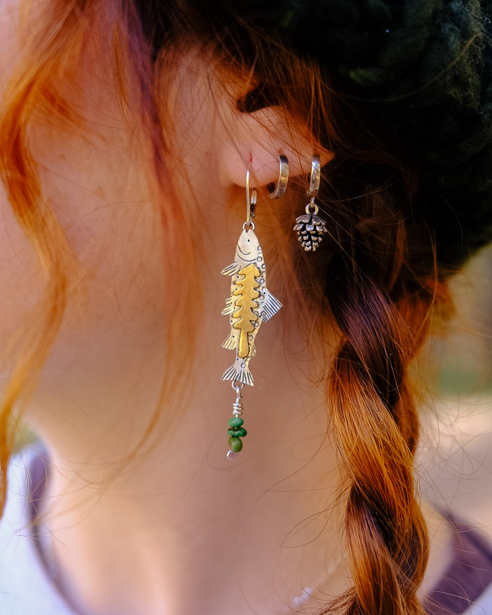 Tahoe Trout Earrings || Doodle Pine's || Sonoran Gold Turquoise Beads