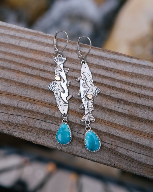 Salted Granola Tahoe Trout Earrings || White Water Turquoise
