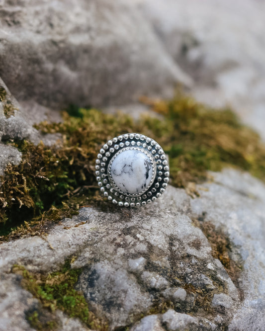 White Buffalo Turquoise Ring || 5