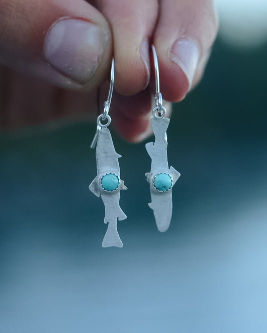 TAHOE TROUT EARRINGS || Sterling silver & Lone Mountain Turquoise