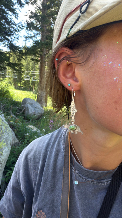 Tahoe Trout & Happy bear Earrings || Sonoran Gold Turquoise