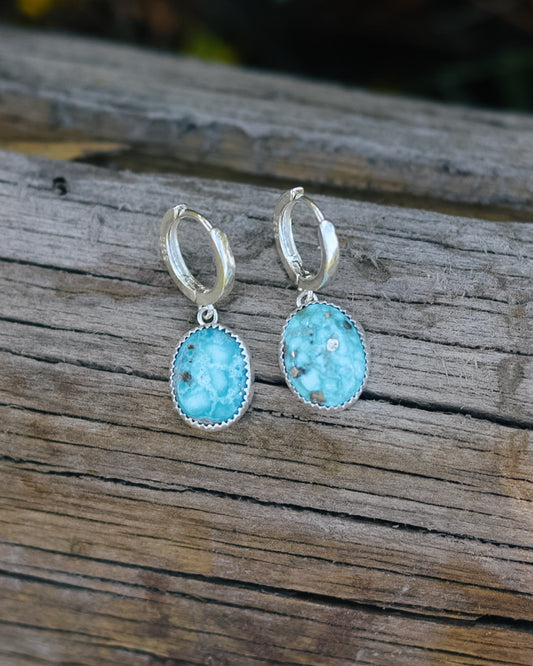 White Water Turquoise Huggie Hoop Earrings