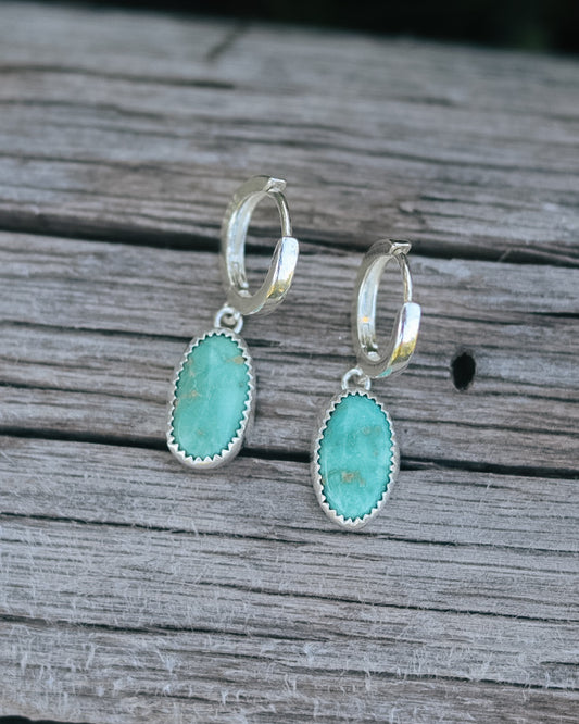 Emerald Valley Turquoise Huggie Hoop Earrings