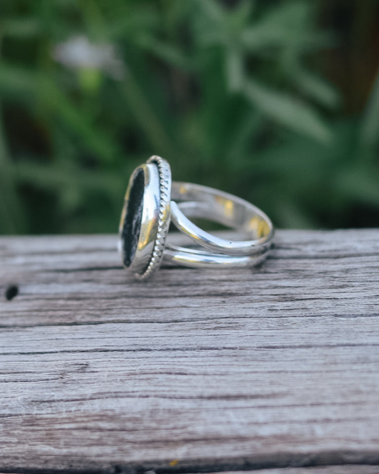White Buffalo Turquoise Ring 7.5