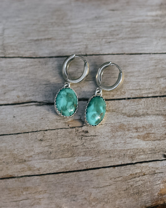 Emerald Valley Turquoise Huggie Hoop Earrings