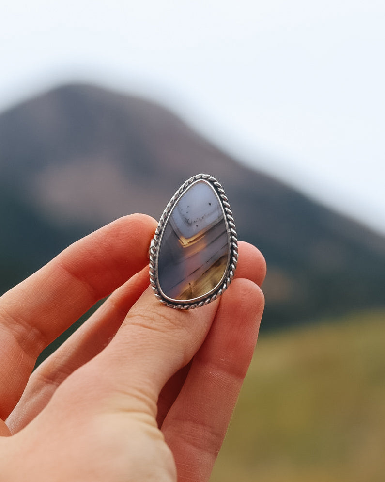 Montana Agate Trout Ring || 8-8.25