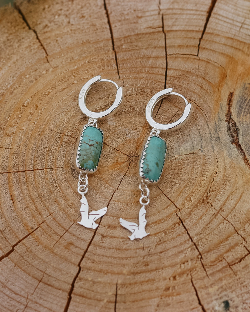 It's Freakin' Bat's!! || Turquoise Huggie Hoop Earrings