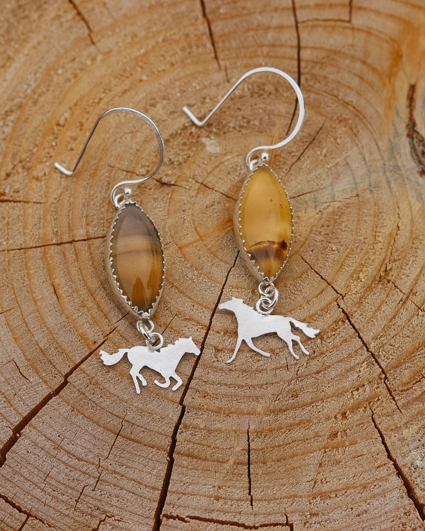 Montana Agate Earrings || Wild Horses