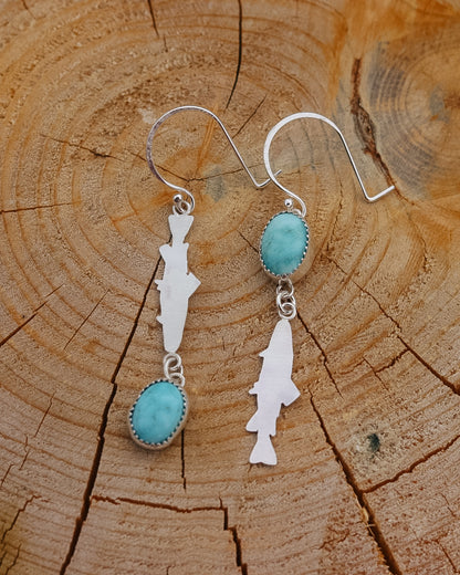 Trout Dangle Earrings || White Water Turquoise