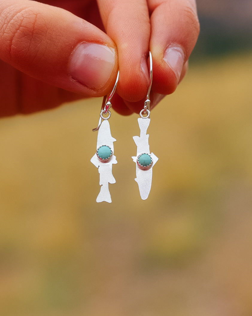 TAHOE TROUT EARRINGS || Sterling silver & Lone Mountain Turquoise